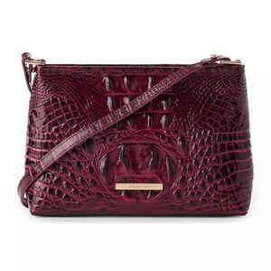 Brahmin Burgundy Croc-Embossed Leather Crossbody